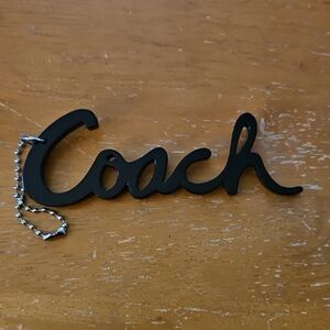 Coach Poppy Script Black and Silver Hangtag Keychain  - Large